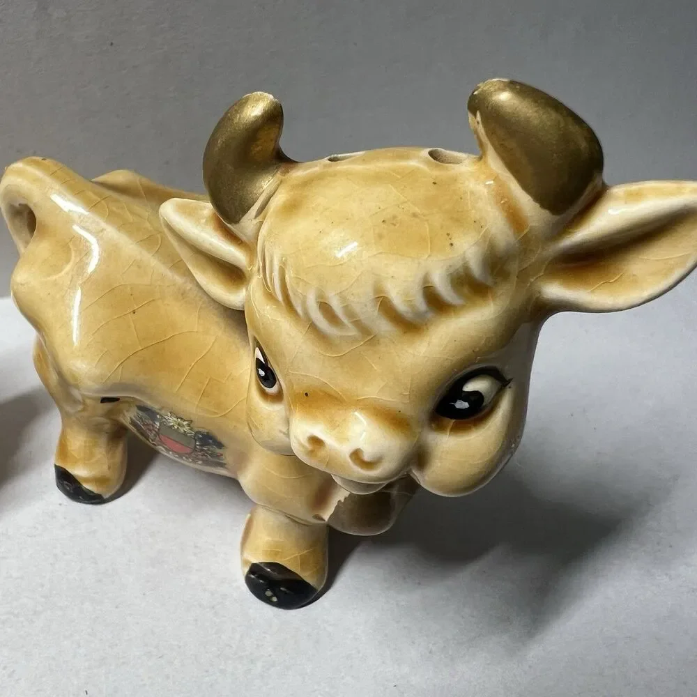 Vintage Cow Salt and Pepper Shakers Goebel Style Vaduz Liechtenstein Souvenir